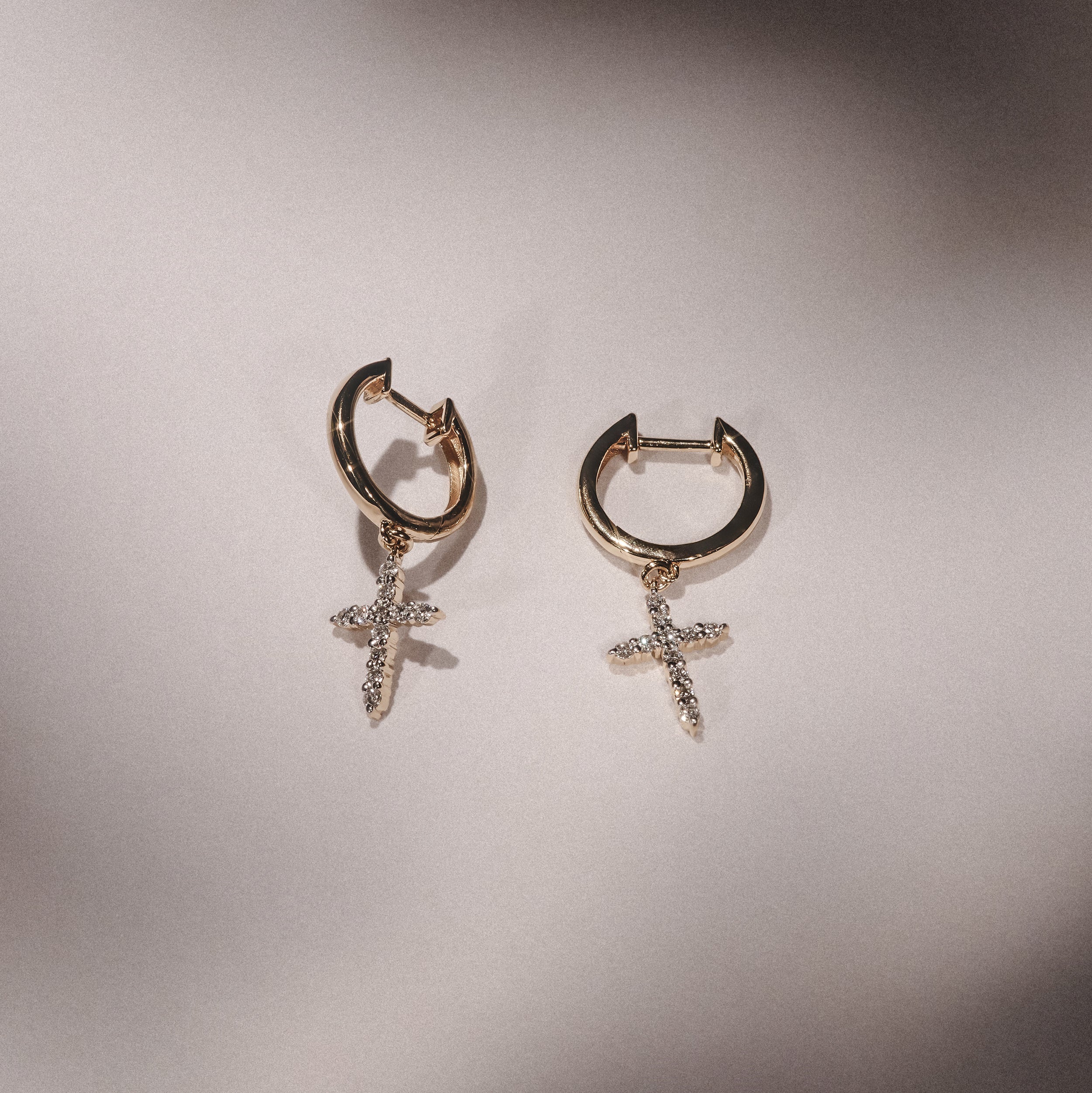 Stellato Cross Hoop 0.24ct H/SI Round Cut Lab Diamond Earrings in 18K Gold Vermeil